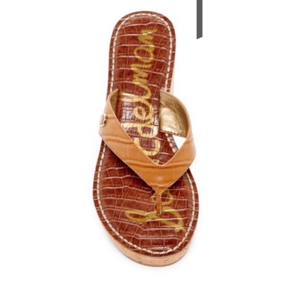 Sam Edelman Romy tan crocodile wedge sandal
